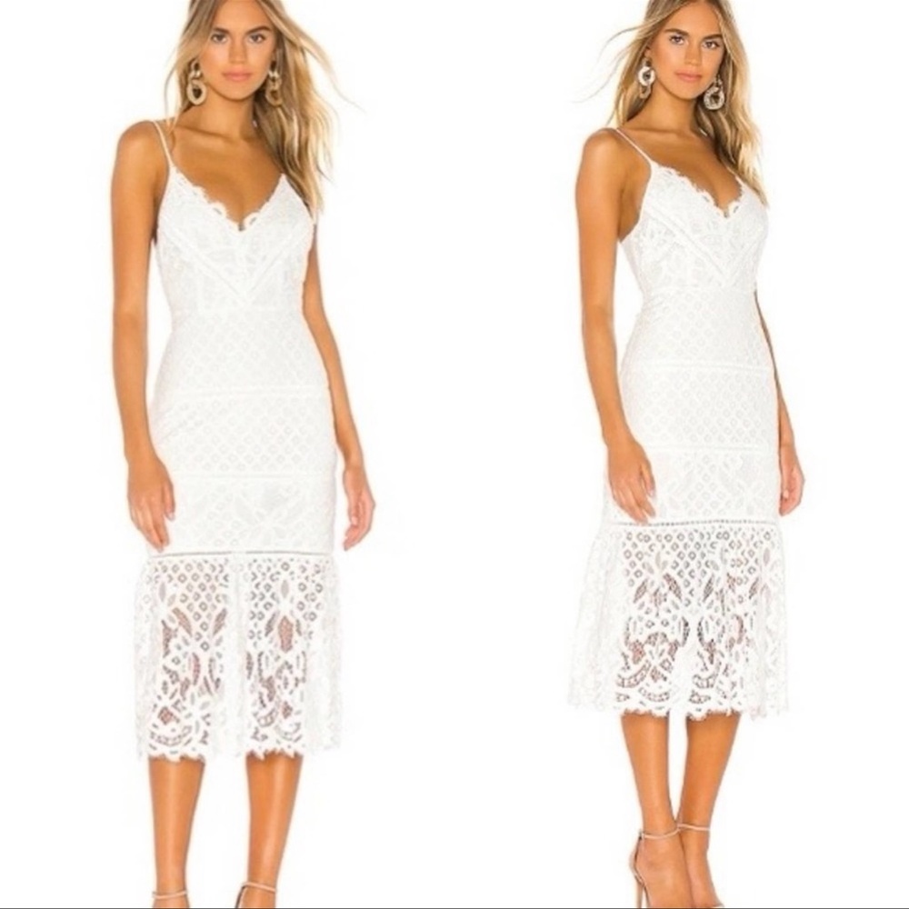 Lovers + Friends Tilly Lace Midi Dress White